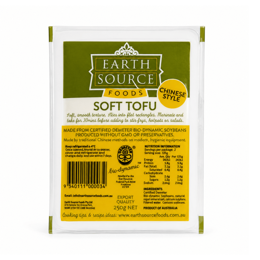 Earth Source Foods - Soft Tofu 250g Earth Source Bio-Dynamic Smoked Tofu 250g
