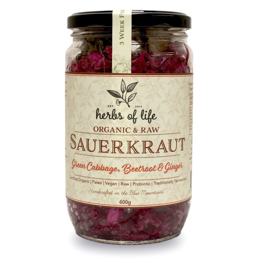 Herbs of Life Green Cabbage Beetroot and Ginger Sauerkraut 600g