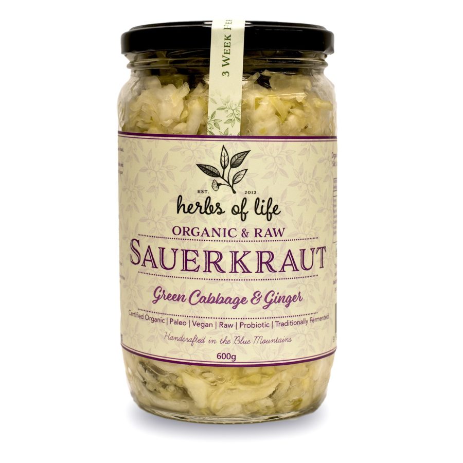Herbs of Life Green Cabbage and Ginger Sauerkraut 600g