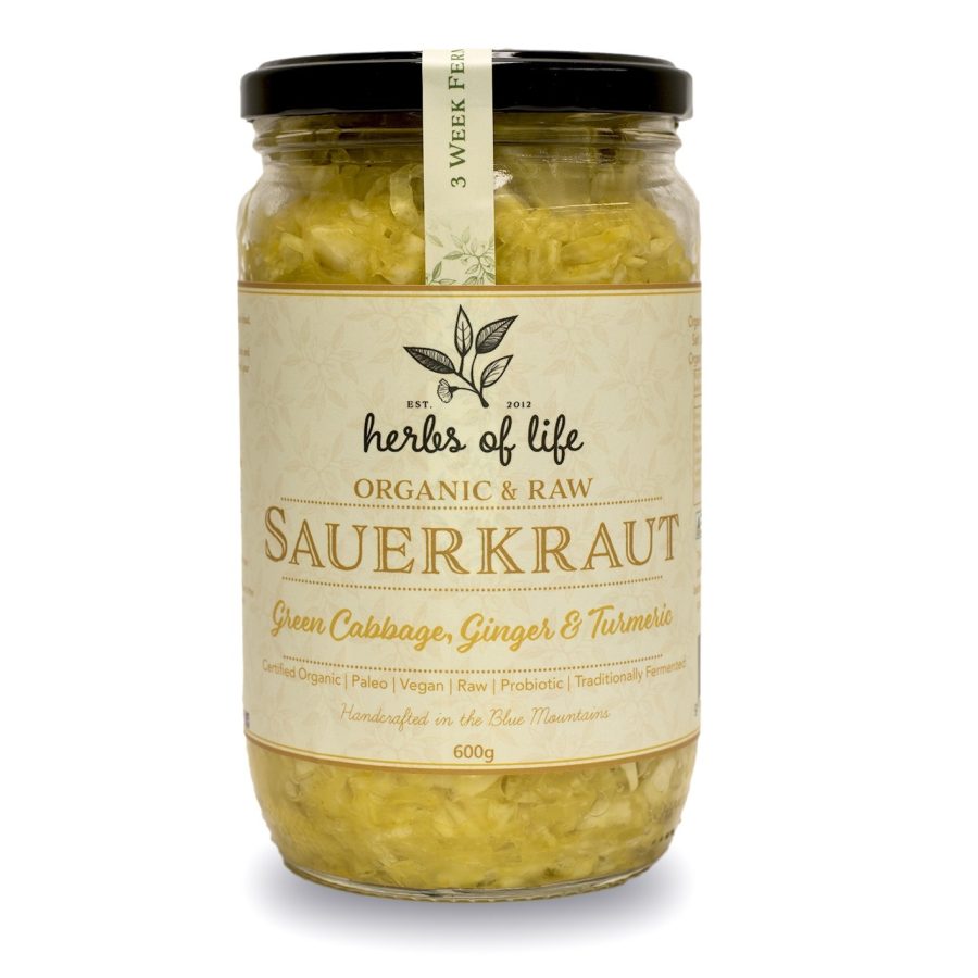 Herbs of Life Green Cabbage Ginger and Turmeric Sauerkraut 600g