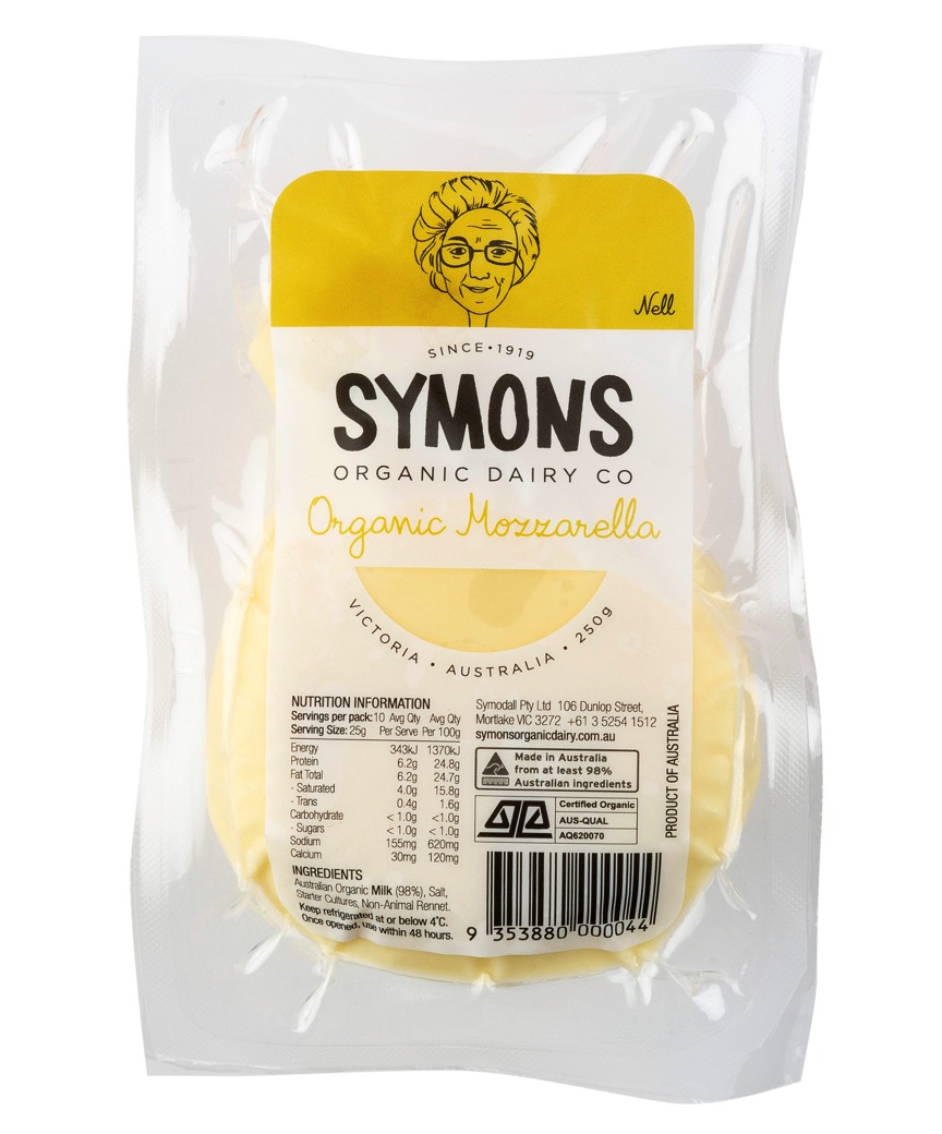 Symons Organic Mozzarella Cheese 250g (Min 6)