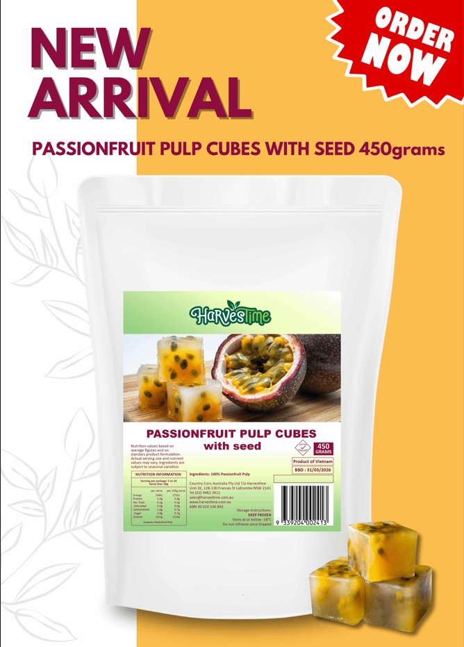 Harvestime Passionfruit Pulp Cubes with seed 450g