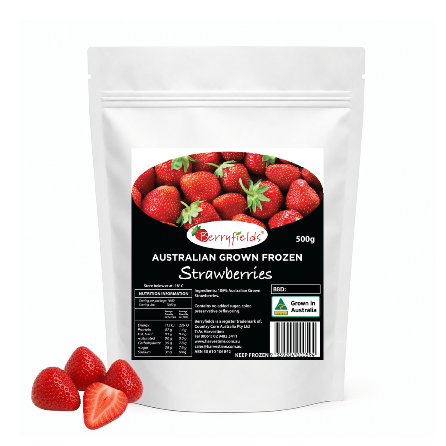 Berryfields Australian Grown Frozen Strawberries 500g Berryfields Strawberries 500g