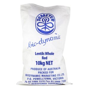 Bio Dynamic Whole Lentils Red 10kg