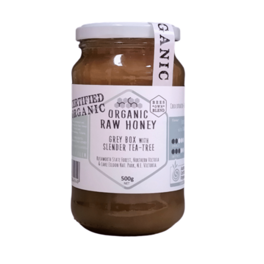 Raw Honey Organic Grey Box And Slender Tea Tree 500g