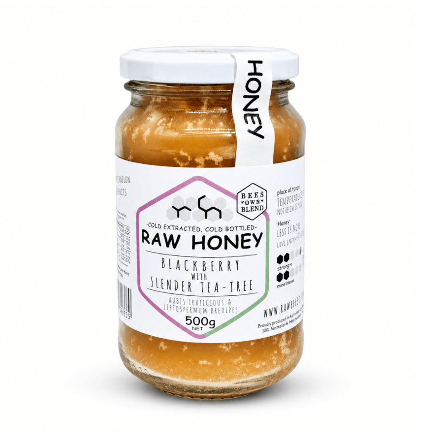 Raw Honey - Blackberry with Slender Tea - Tree 500g Raw Honey Organic Grey Box With Slender Tea Tree 500g