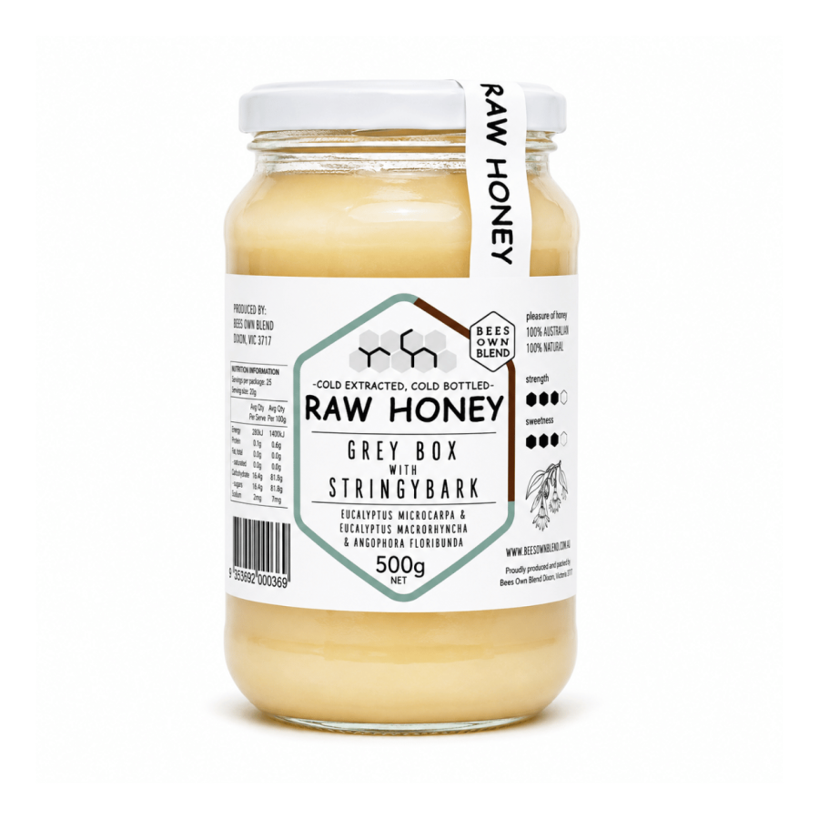 Raw Honey Organic Grey Box With Slender Tea Tree 500g