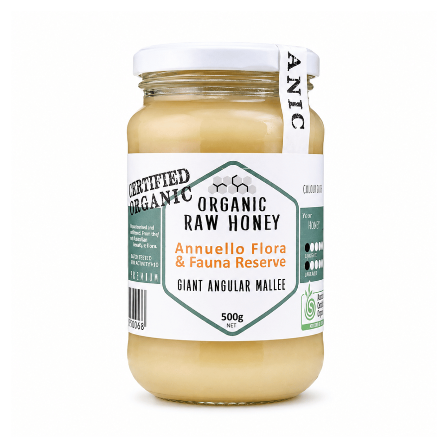 Raw Honey Organic Grey Box With Slender Tea Tree 500g