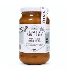 Raw Honey Organic Grey Box With Slender Tea Tree 500g
