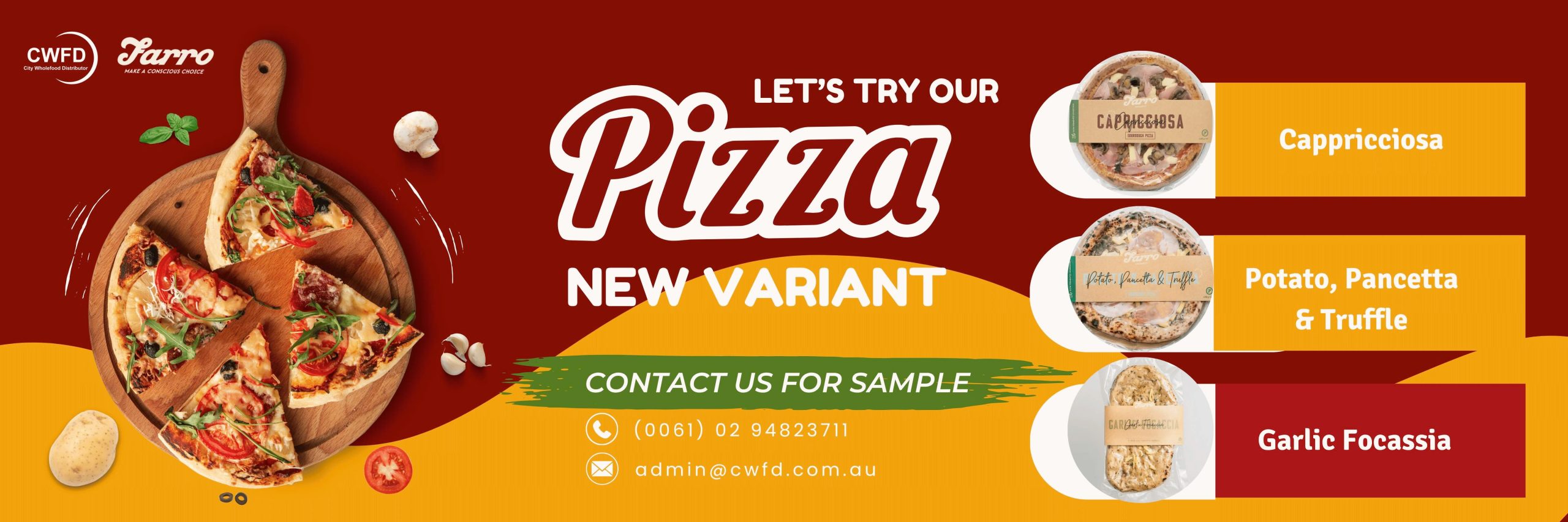 CWFD Home Banner – Farro Pizza – New Flavour
