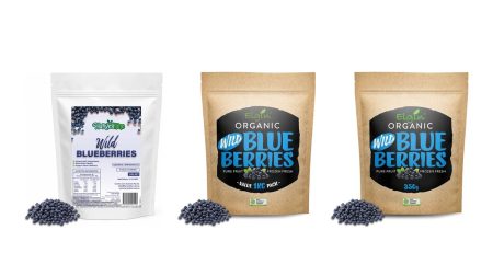 Harvestime and Elgin Organic frozen wild blueberries