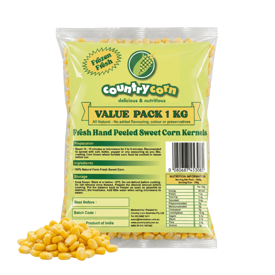 CountryCorn - Sweet Corn Kernels 1kg HARVESTIME GUAVA PUREE CUBES 1KG